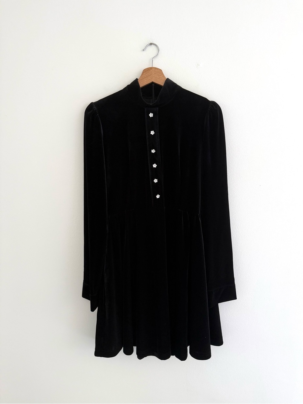 Lively Ghosts Tenebrous Black Velvet Mini Dress Large - Picture 2 of 7